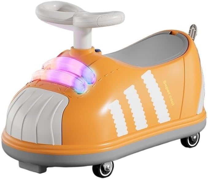 Wiggle Car Ride On Push Car for Kids Indoor Outdoor Riding Toys for Kids with Under-seat Storage Light Music Twisting Cars(Orange)
