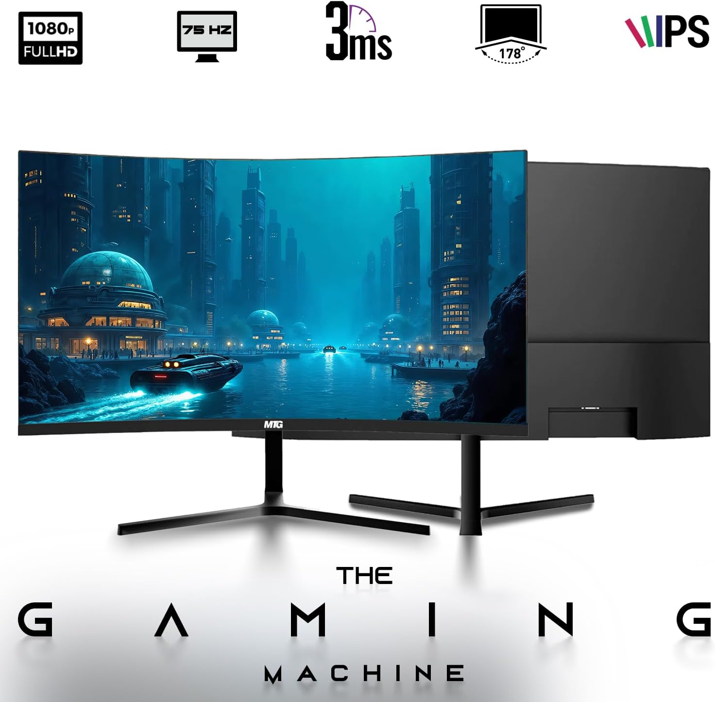 HP Full Light Gaming PC Desktop Computer Phoenix AMD A10-9700, GT 1030, 16GB RAM, 1TB SSD, Dual 27 Inch Curved Monitor, RGB KBM with AI Copilot, WiFi, RGB Headphone, Webcam, Windows 11 (Renewed)