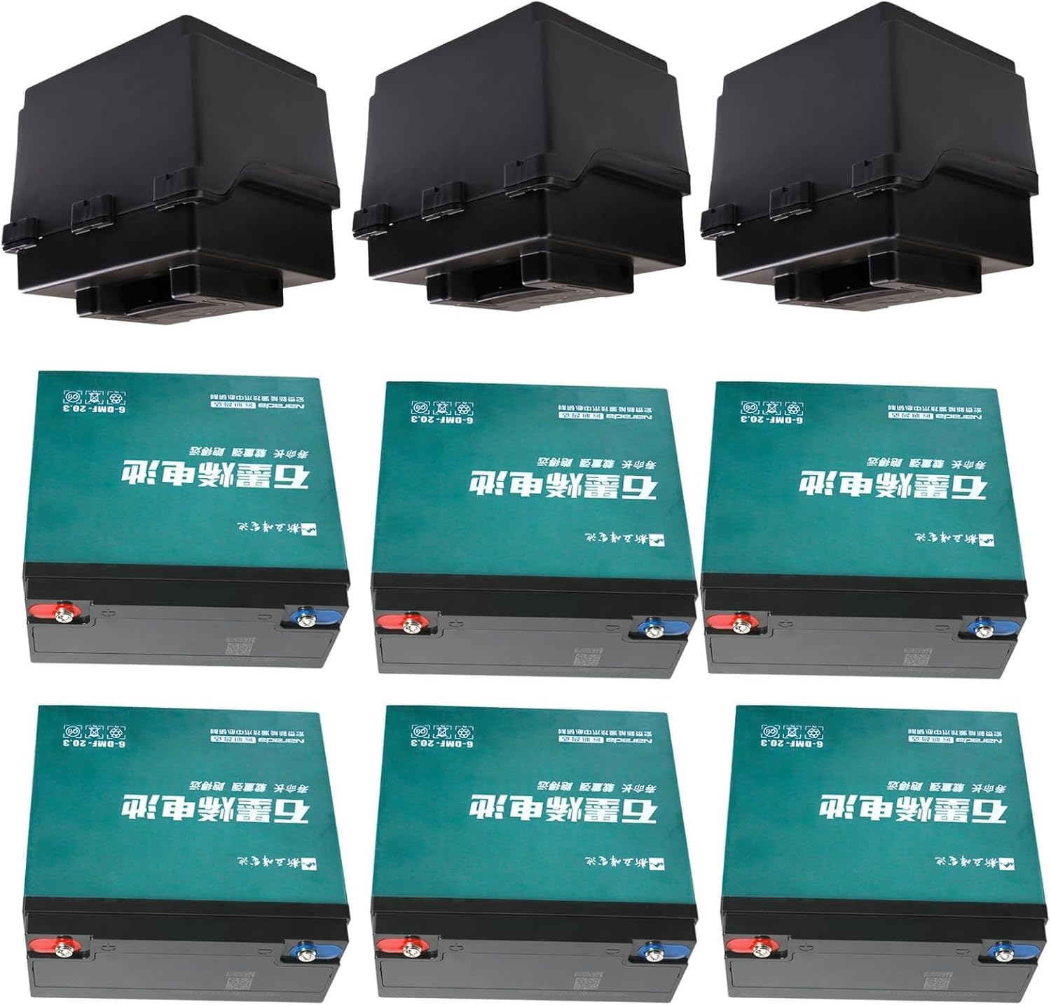 6 Pack 12V 20Ah AGM Motorcycle Battery 6-DMF-20, Sealed Lead Acid Rechargeable Powersports Battery with Storage Box, Maintenance Free Battery for Electric Motorcycle Dirt Bike ATV Go Kart Scooter