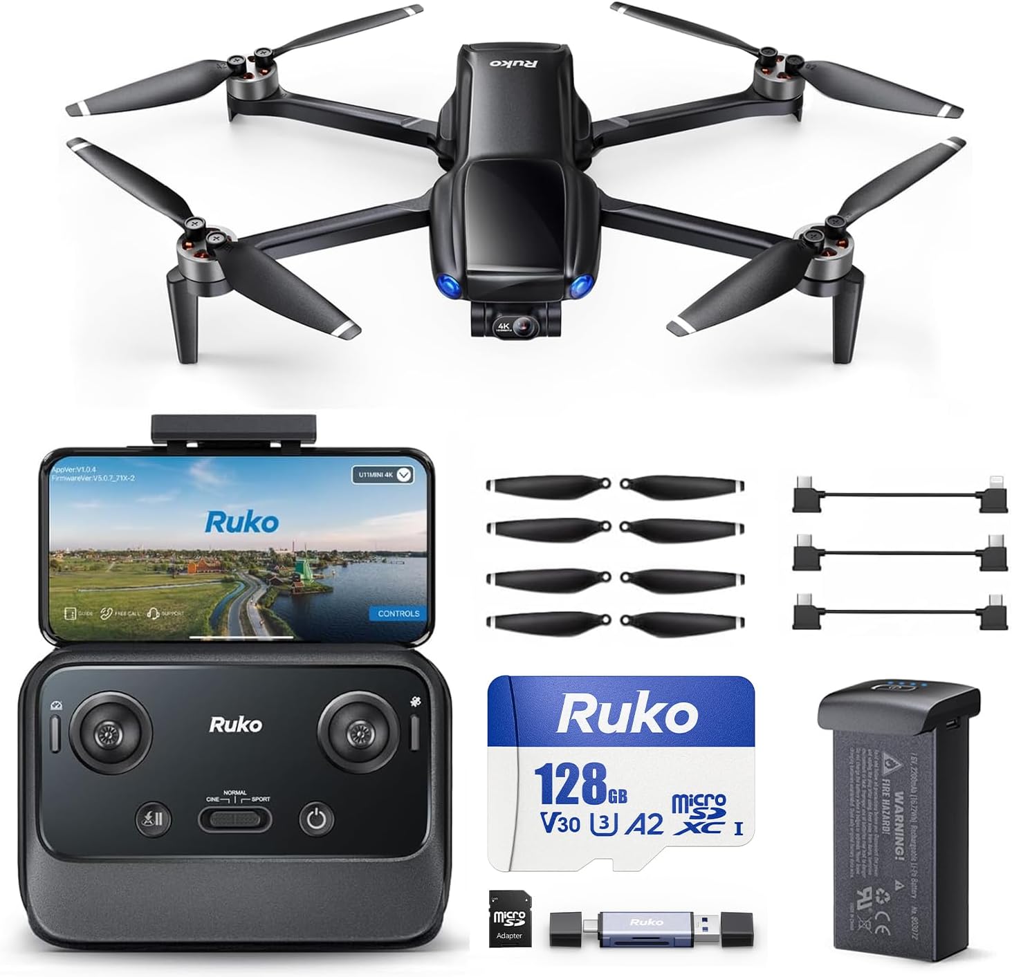 Ruko R128G MicroSD card and U11MINI 4K Drones