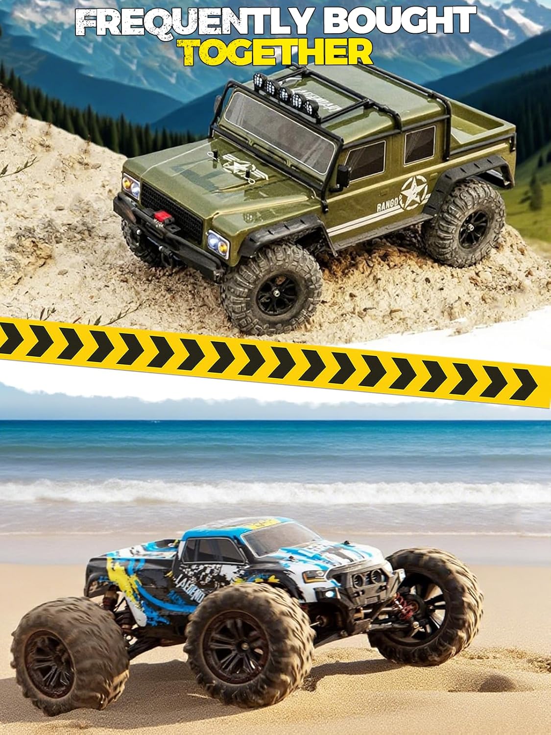 1:8 RC Cars for Adults – 4x4 Remote Control Car, Rugged Brushed Motor Electric Off-Road RC Rock Crawler with 2-Speed Transmission, Army Green All-Terrain RC Trucks, Ready-to-Run RTR Set