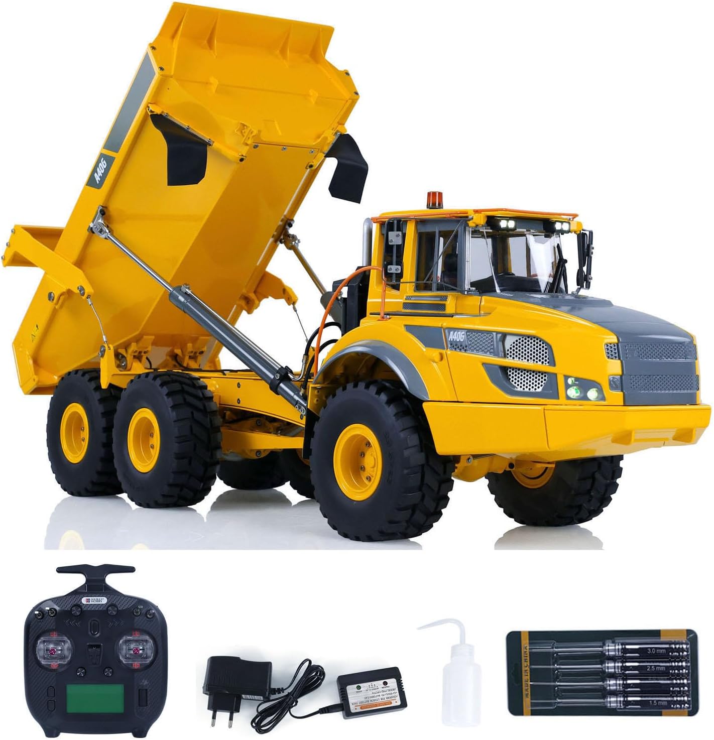 Double E 1/16 RC Hydraulic Articulated Truck Metal A40G RTR Dump Truck Car Model ST8 Radio Controller 2-Speed Transmission