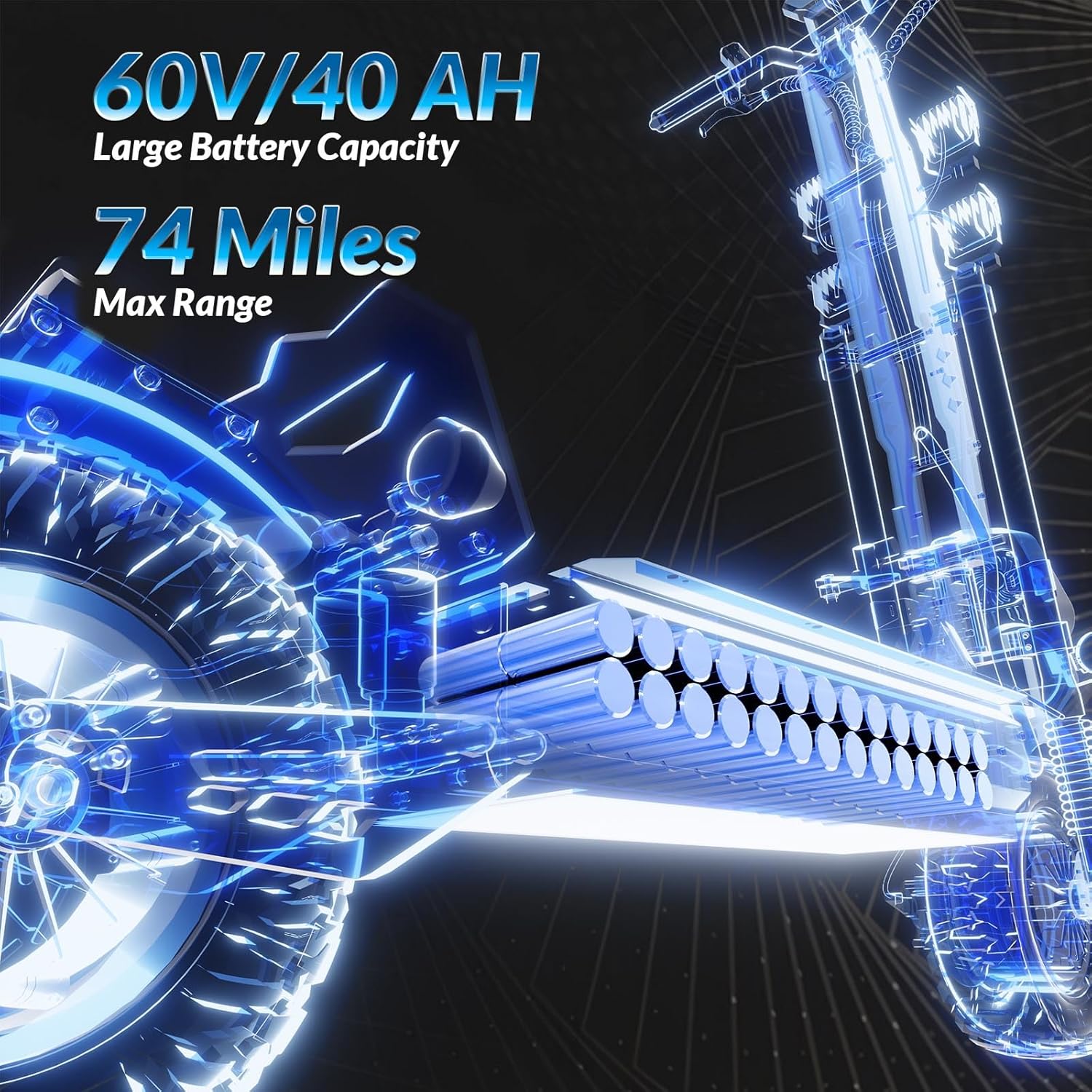 JUNLING Electric Scooter, 10000/5000/1000/900W Dual Motor, 55-31 Mph Top Speed, 75-30 Miles Max Range, 40AH/25AH/18AH/13AH Battery, Scooter for Adults with Dual Suspension Hydraulic Braking System