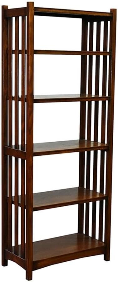 Pemberly Row Traditional Wood Open Bookcase in Walnut Oak Finish