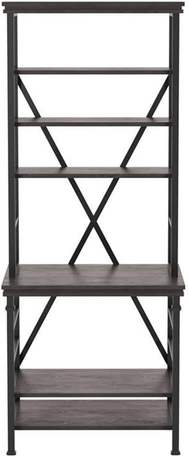 Furniture of America Garna Industrial Metal 6-Shelf Bookcase in Antique Gray
