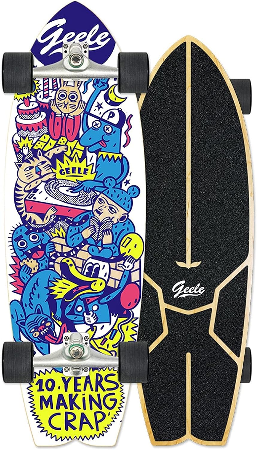 VOMI Pumping Surfskate Complete Carving Skateboard 31inch ABEC-11 Bearing CX4 Truck 7 Layers of Canadian Maple for Beginner Children Teenagers Youth Adults Gift with T-Tool (C)