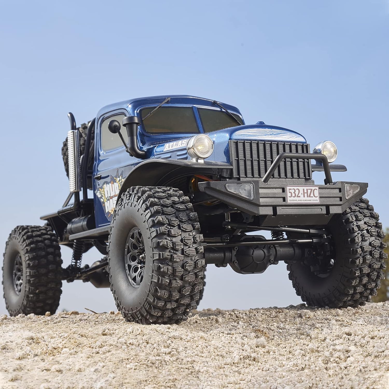 BEEZRC RocHobby 1/10 Scale Atlas RC Truck 4WD 2.4GHz RC Crawler RS RC Offroad Car Hobby Grade RC Remote Control car with Vehicle Transmitter for Adults(Blue)