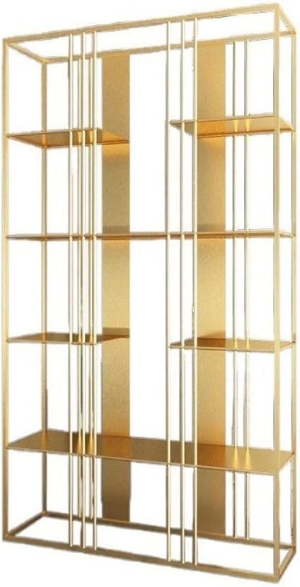 BABETRUE Bookshelves Home Wrought Iron Bookshelf Creative Bookcase Against The Wall Shelf Living Room Partition Decoration Display Stand Bookshelf(A,150 * 30 * 180cm)