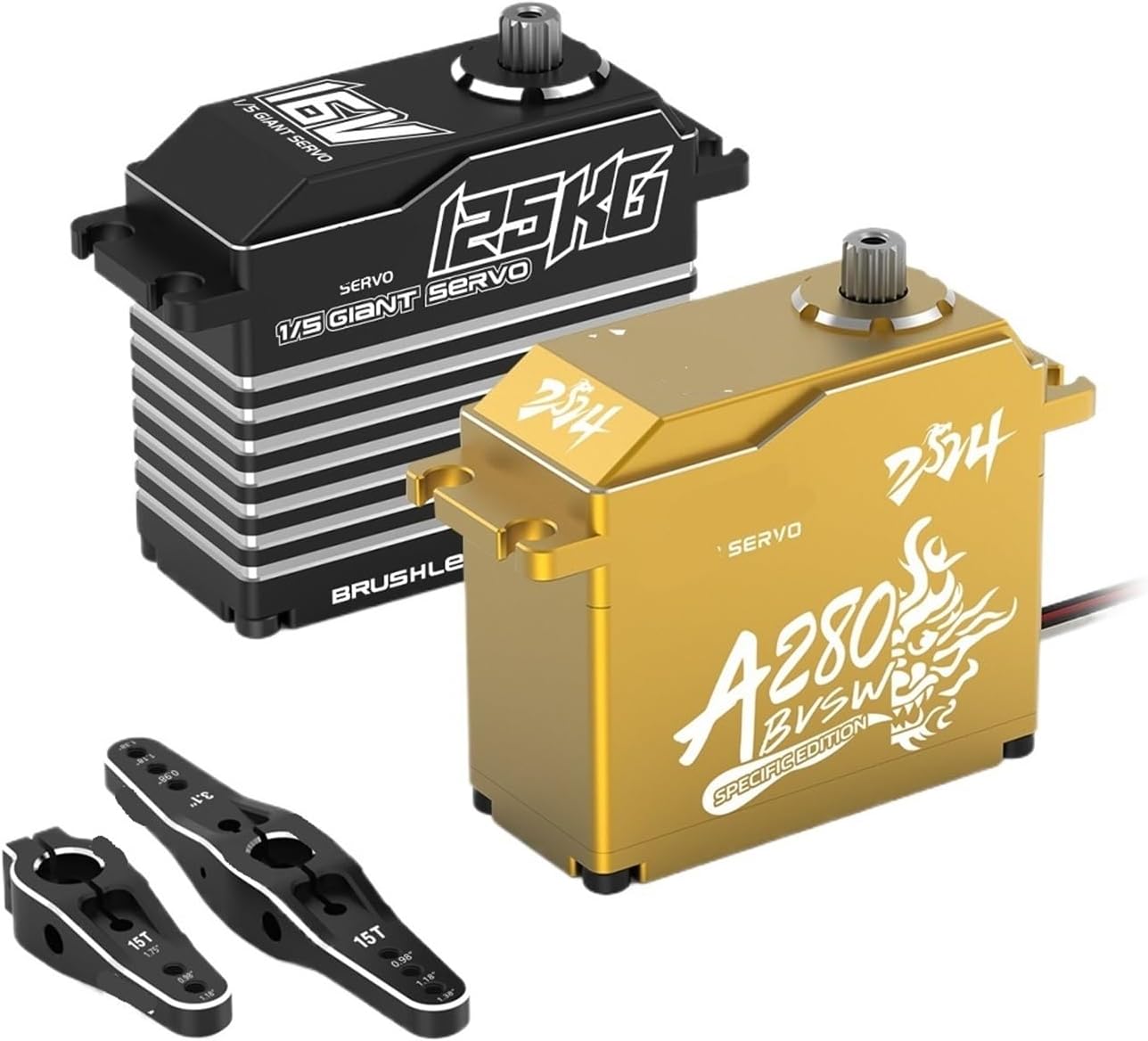 A280BVSW 125KG 16V Super Torque 3S/4S Brushless Waterproof 1/5 Scale Giant Remote Control Servo(A280BVSW Golden Set1)