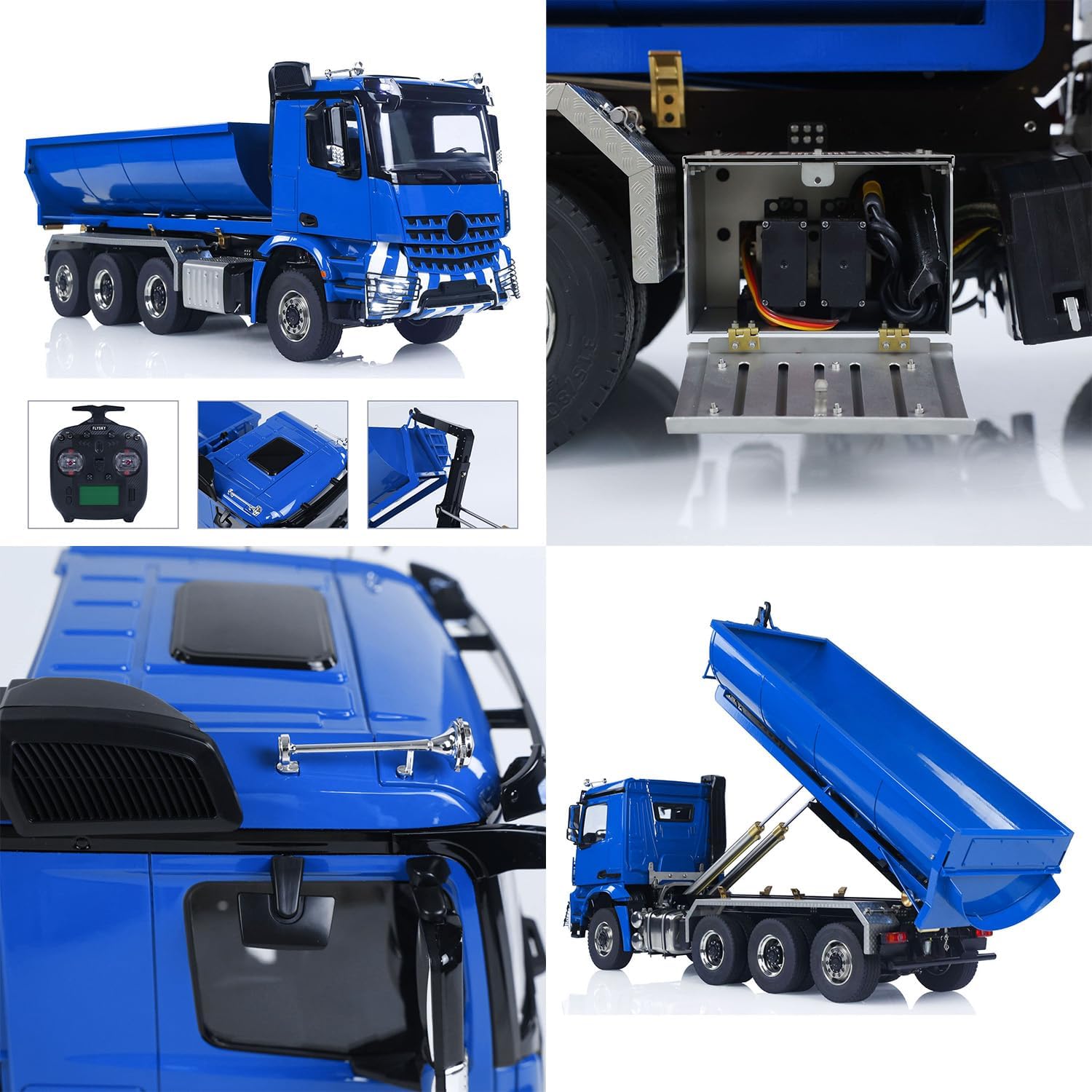 TOUCAN RC HOBBY 8x8 1/14 Hydraulic Remote Control Full Dump Truck BZ 3363 RC Roll On Off Tipper Metal Chassis Rail Differential Lock No Battery for Adult