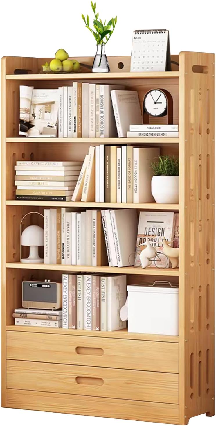 NRNQMTFZ 7 Tier Bookshelf, Tall Bookcase Shelf Storage Organizer,Industrial Wood Bookcase, Vintage Storage Rack with Open Shelves,Rustic Standing Bookshelves Display Rack