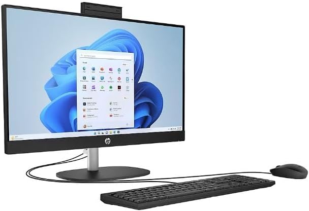 HP All-in-One Desktop PC, 23.8-inch FHD Touchscreen, AMD Ryzen 5 7520U, AMD Radeon Graphics, 16GB RAM, 512GB SSD, Camera, Windows 11 Home, Jet Black, 24-cr0111 (Renewed)