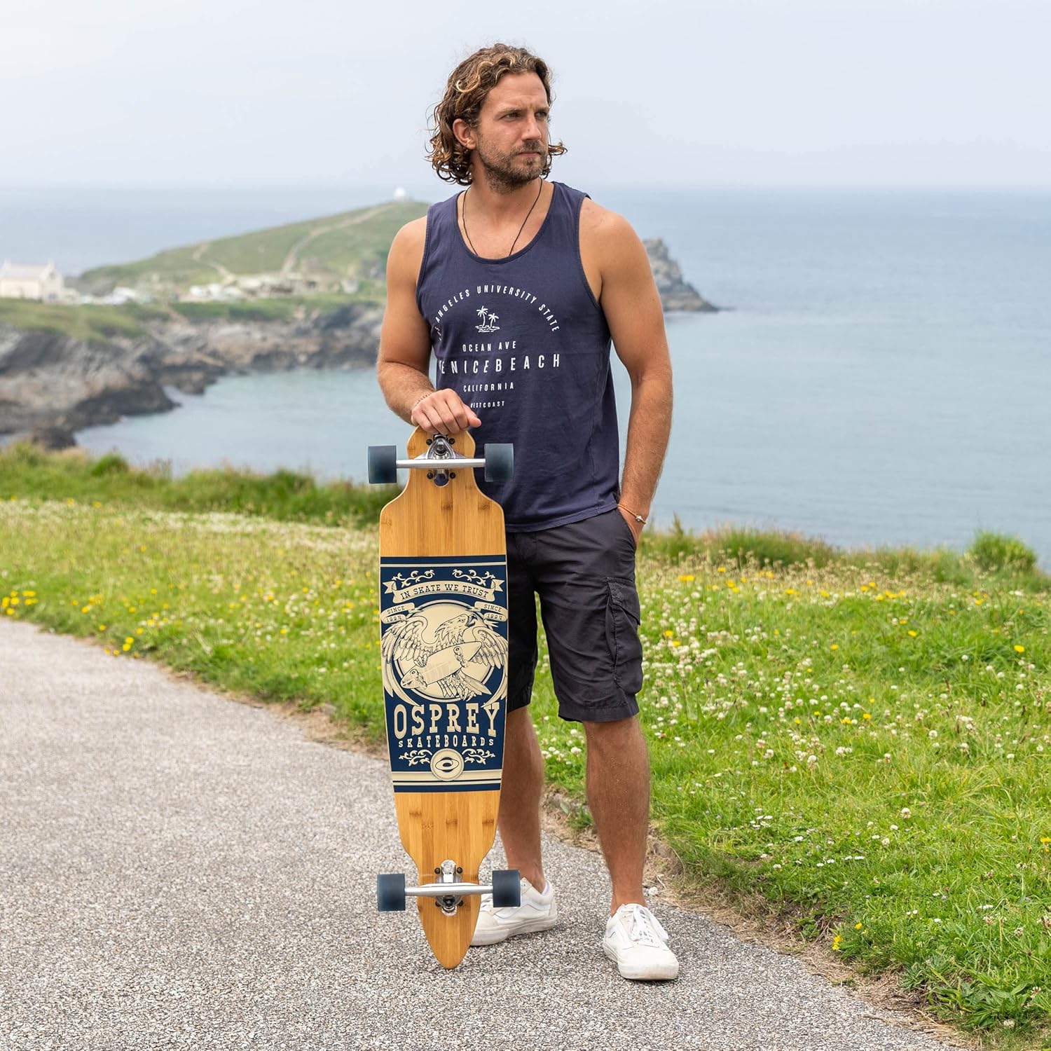 Osprey | Twin Tip Longboard, 42inch Complete Skateboard, 5-Ply Bamboo, for Kids, Adults and Beginners, Eagle, Multiple Colours