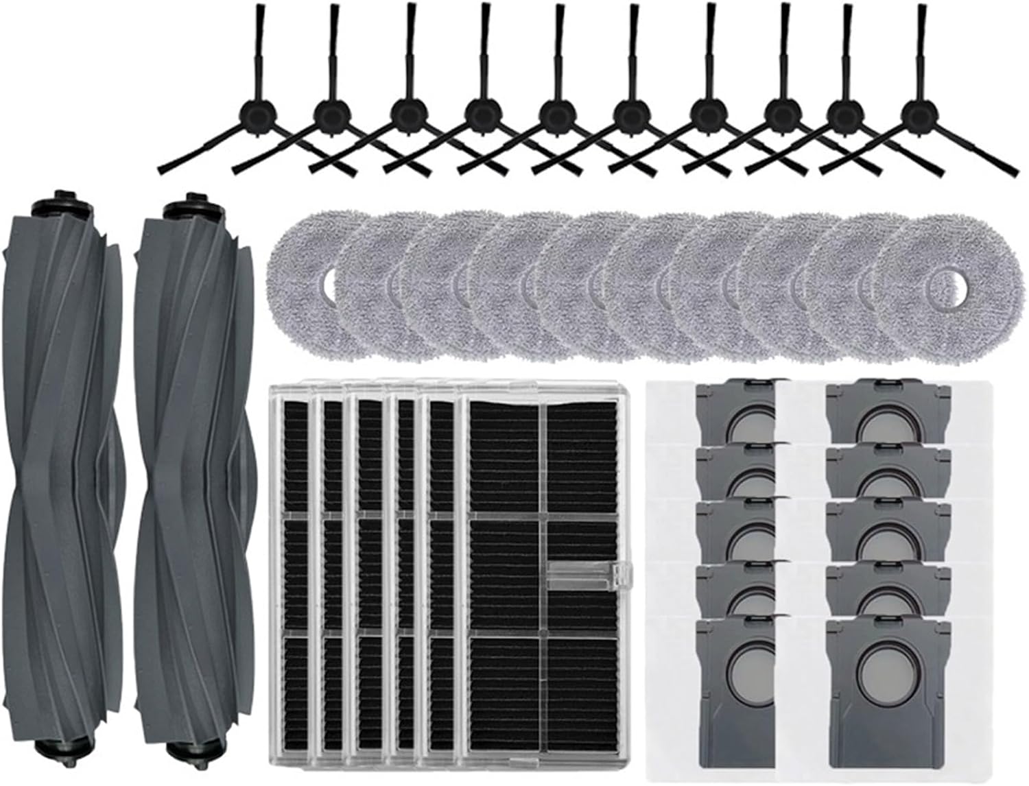 Robotic Vacuum Cleaner Rubber Main Brush Side Brushes HEPA Filter Replacement Part Attachment Mop Pad Dust Bag Compatible with Dreame L30 Ultra(38pcs)