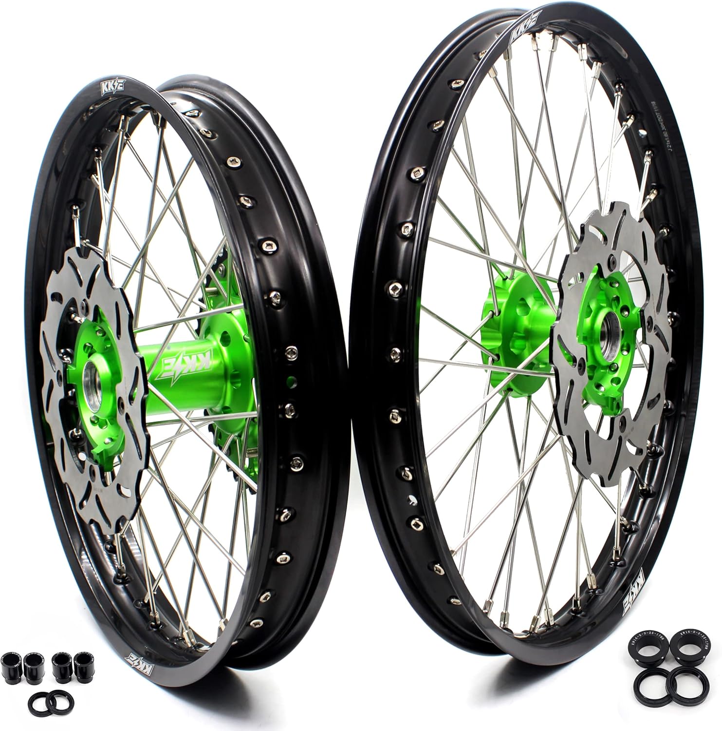 KKE 18'' 21'' Enduro Spoked Wheels For KAWASAKI KX125 / KX250 1993-2002 Discs Complete Rims Set