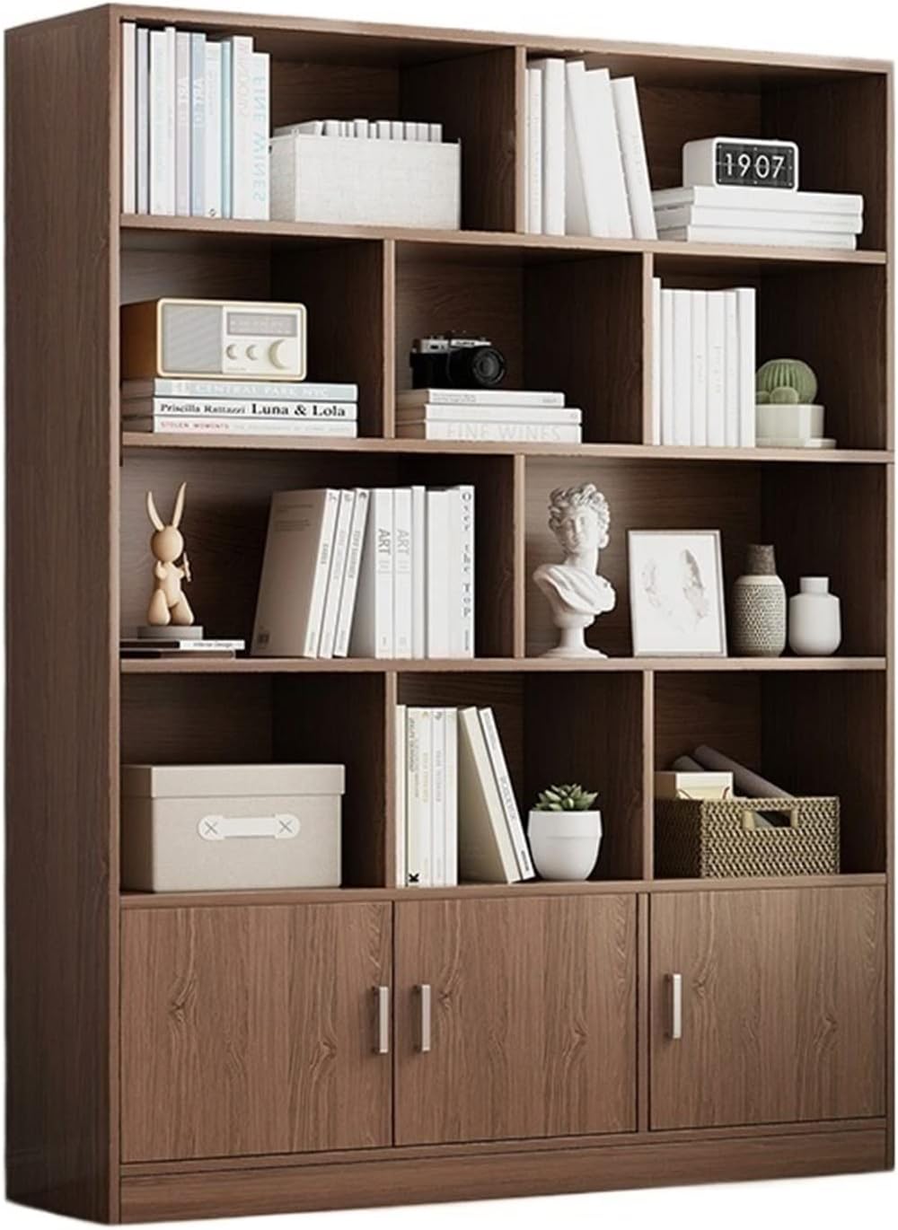 KIRANDY Solid Wood Bookshelf Floor-to-Ceiling Bookcase Shelf, Pine Storage Locker for Living Room and Office (Size : 120x24x180cm Walnut Color)