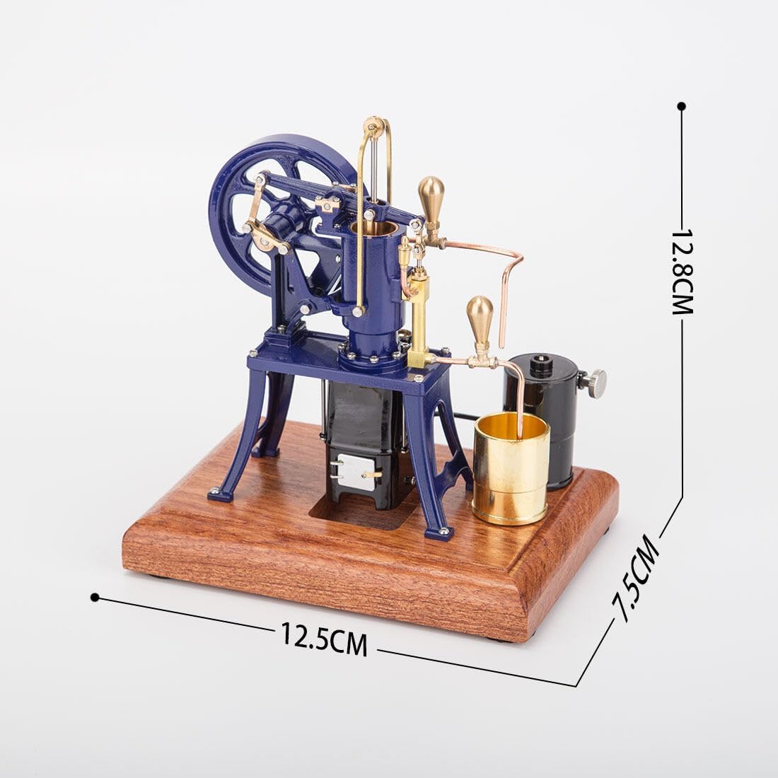 Retrol Hot Air Stirling Engine Model, R01 1/12 Scale Pumping Engine Model Water-Cooled Stirling External Combustion Engine Mechanical Set, Desktop Educational Toy Gift for Adults (Blue Version)