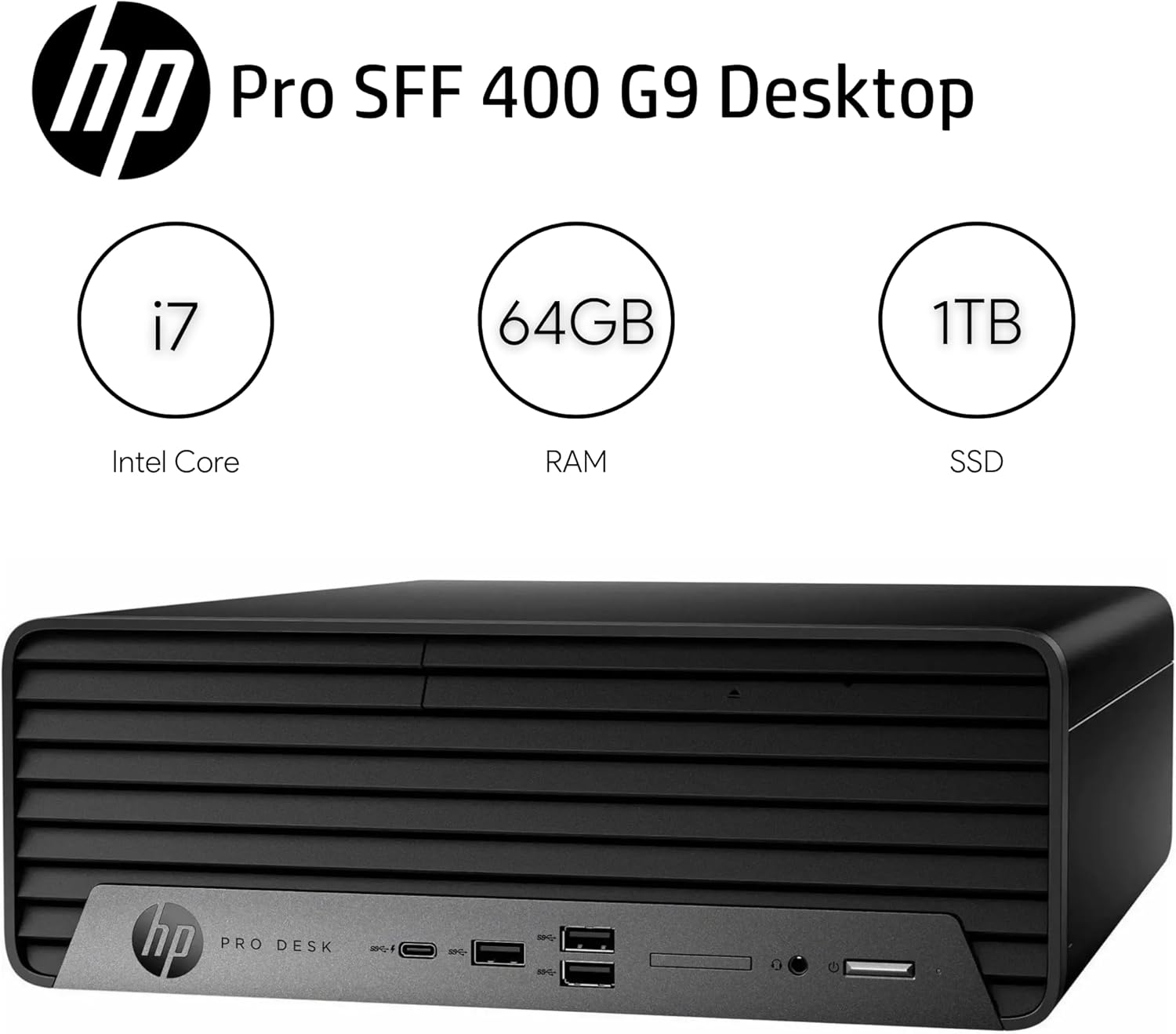 HP Core i9 Desktop Computer, 64GB RAM, 1TB SSD | SFF Small Form Factor, Intel Core i9 16-Core Processor, Type-C, HDMI, DisplayPort, Wired Keyboard and Mouse