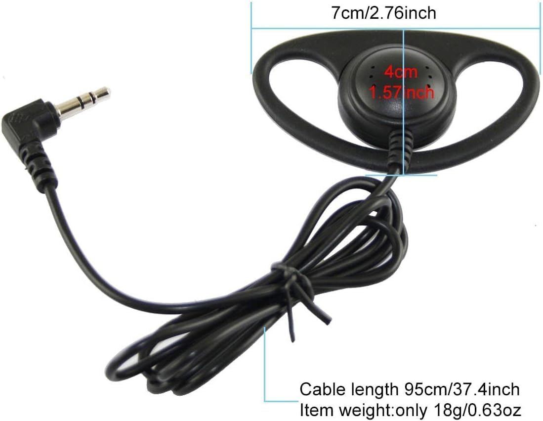 EXMAX DTP-03 3.5mm D-Shape Single Side Ear Hook Clips Earphone Headset Headphone Dual Channel for Tour Guide System Receiver Tablet Laptop PC Skype YouTube MP3/4 DVD (100PACK)