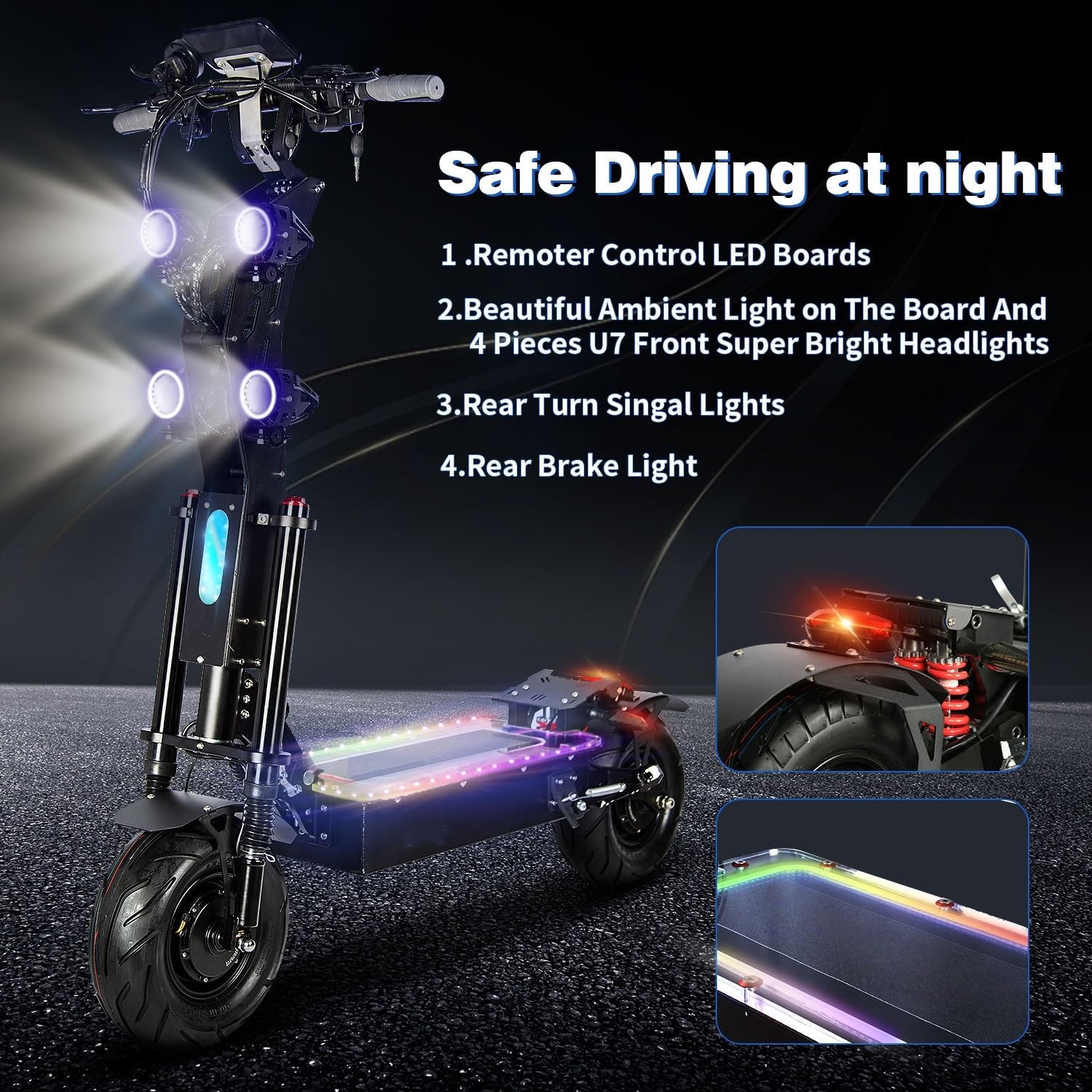 X13 10000W 65MPH Adult Electric Scooter with Seat, 75 Miles 72V 40Ah Battery, 13