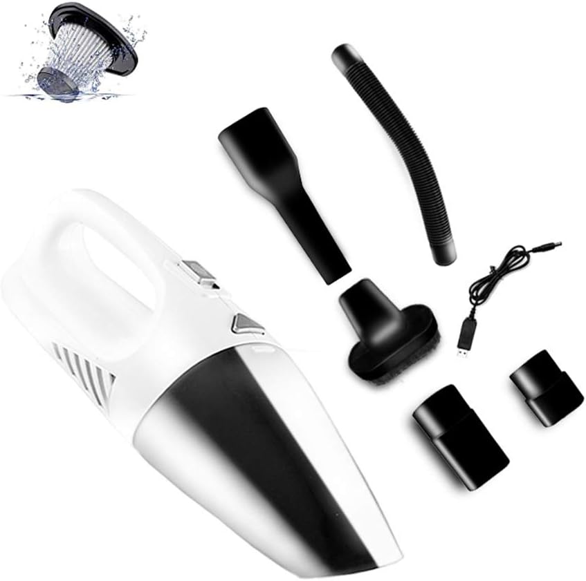 Handheld Vacuum Cleaner Cordless 120W Portable Lightweight Wet and Dry Vacuum Cleaner with HEPA Filter Rechargeable Car Vacuum Cleaner for Home, Car and Pet,White (White