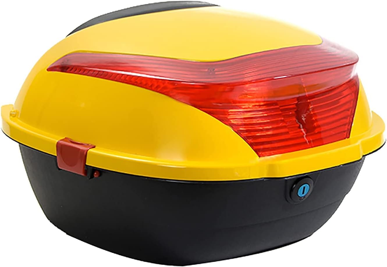 Universal Motorcycle Tour Tail Box Scooter Motorcycle Top Box Lock Storage Carrier Case with Soft Backrest and Mounting Hardware - Can Store Helmet (Color : White) (Yellow)