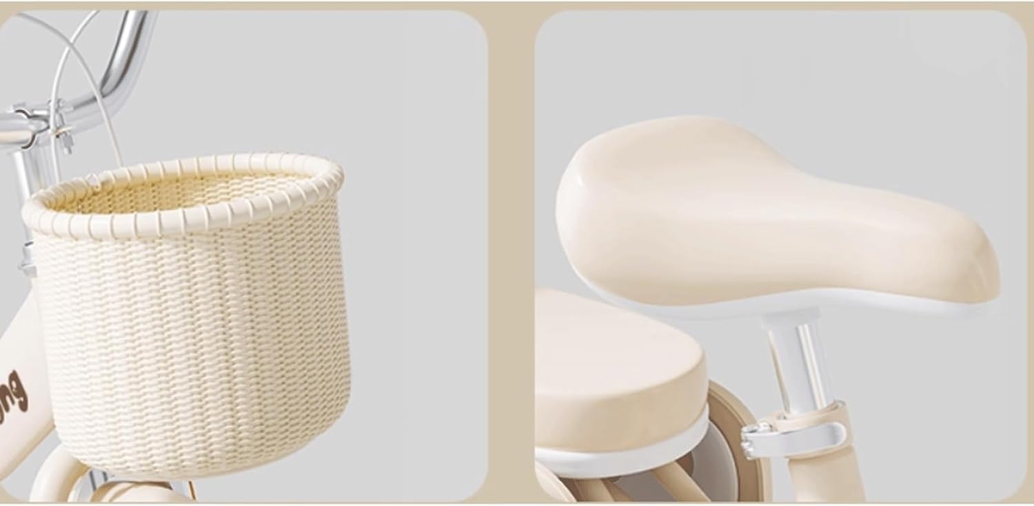 Wiggle cart Kids Bike for Girls Ages 3-10 Years, 12-20 Inch Girls' Bikes with Streamers Bell Basket(Pink,12inch)