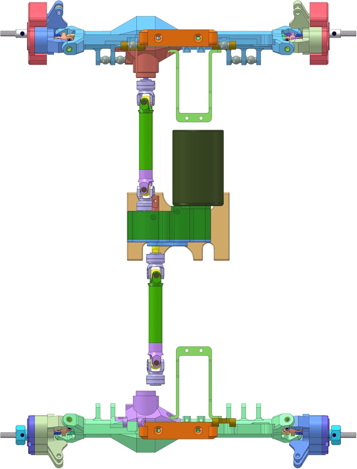 MEUS RACING Capra 1.9 Portal Axles Kit with Isokinetic 3-Section CVDs and Ackerman Steering Structure for Axial Capra 1.9 4X4 and DIY SCX10 SCX10 II Upgrades Parts (Black - 4WS)