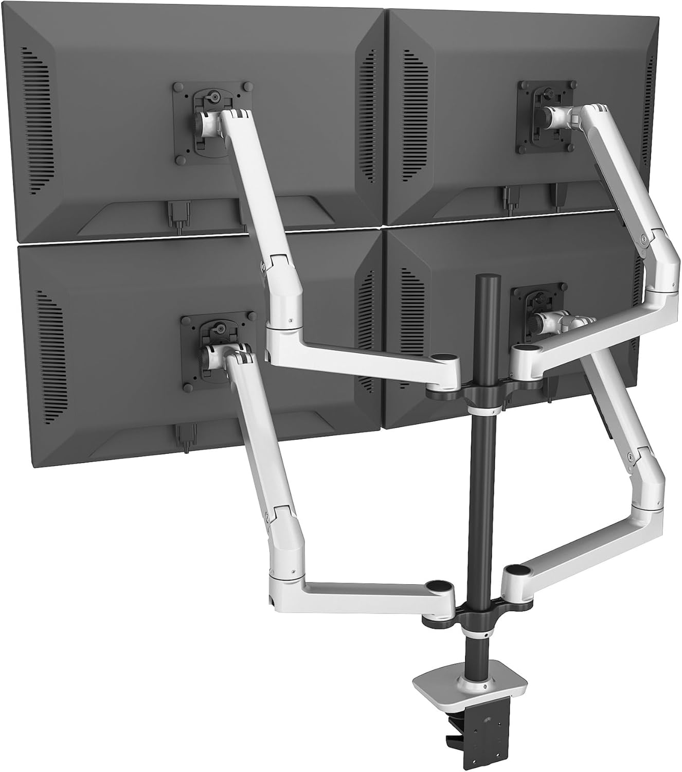 17-38 inch Multi-Screen Monitor Desktop Bracket Engineering up and Down Lifting Rotating Laptop Computer Hanger Four-Screen Bracket(Silver)