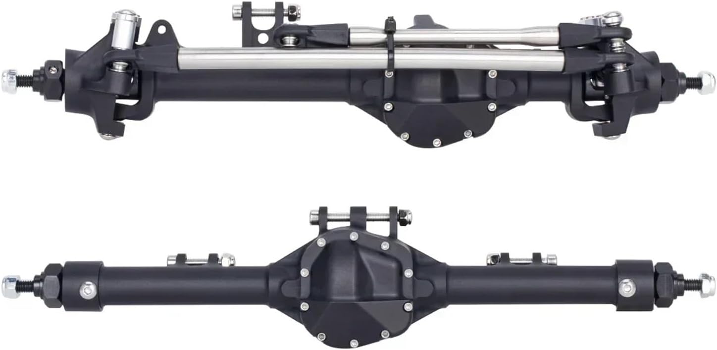 RC Upgrade Accessories for Axial for SCX10 II for VS4-10 1/10 RC Crawler Rock Trucks Parts Construction Front Rear Offset Straight Axle Set Upgrade Car Accessories(Black,Set)
