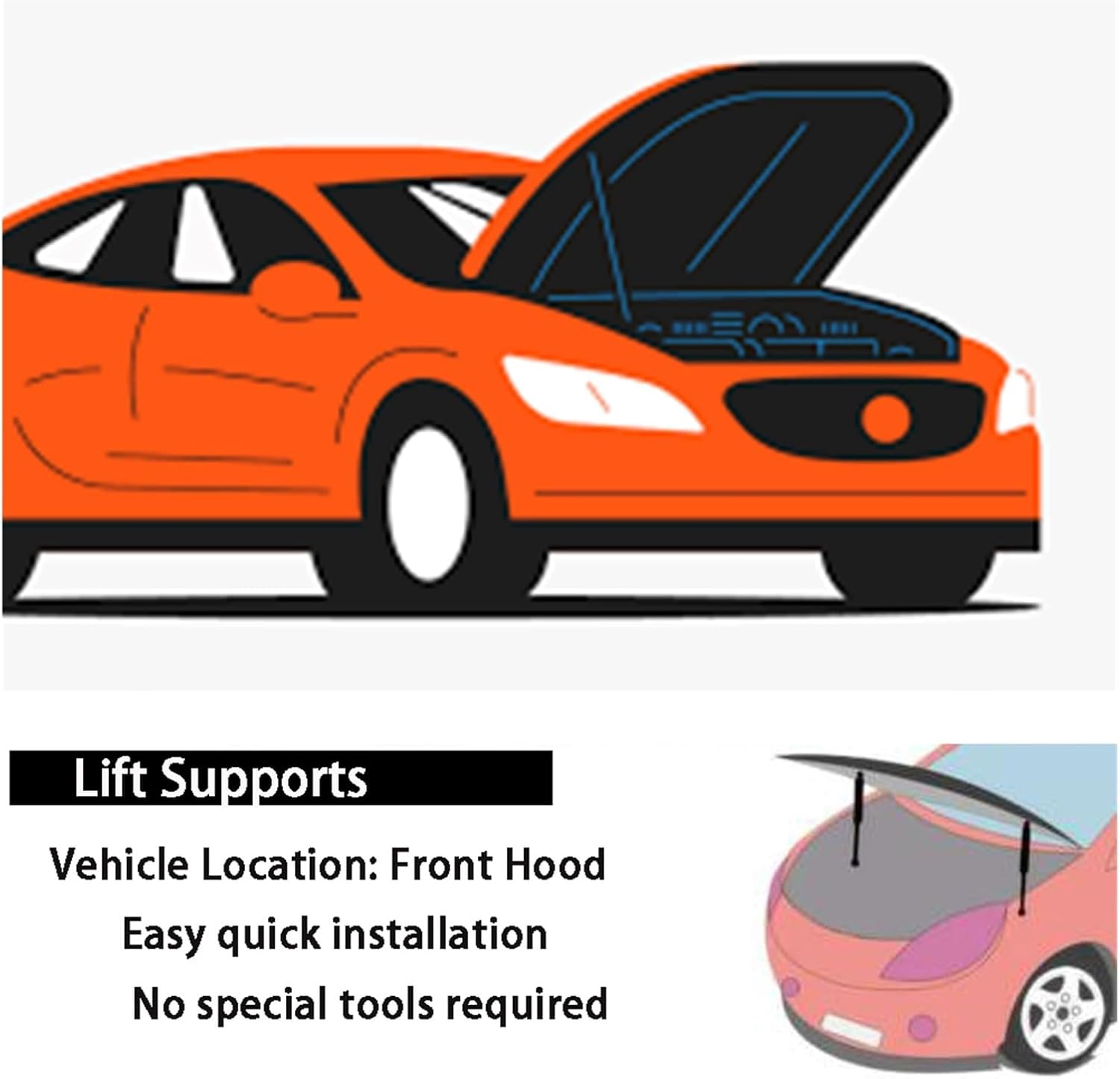 Compatible With Baojun RC-5 2020-2024 RC-5W Valli MAZ Sus'vet Front Bonnet Hood Modify Lift Support Shock(Purple carbon fiber)
