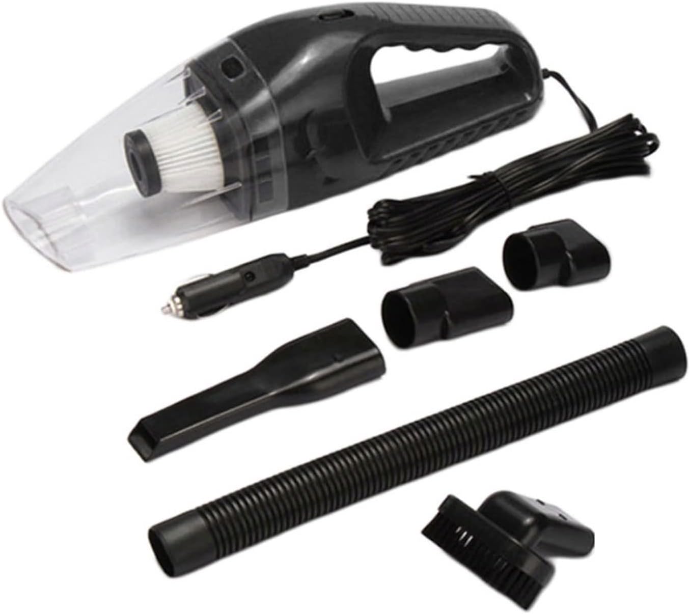 Hard Floor Vacuum 5m Car Mini Vacuum Cleaner Handheld Portable Wet and Dry Car Cleaning Tools (Color : Black)