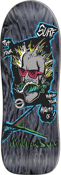 Ma​drid Maui and Sons Surfmouth Deck 10.5 x 30.5 Black - Assembled AS Complete Skateboard