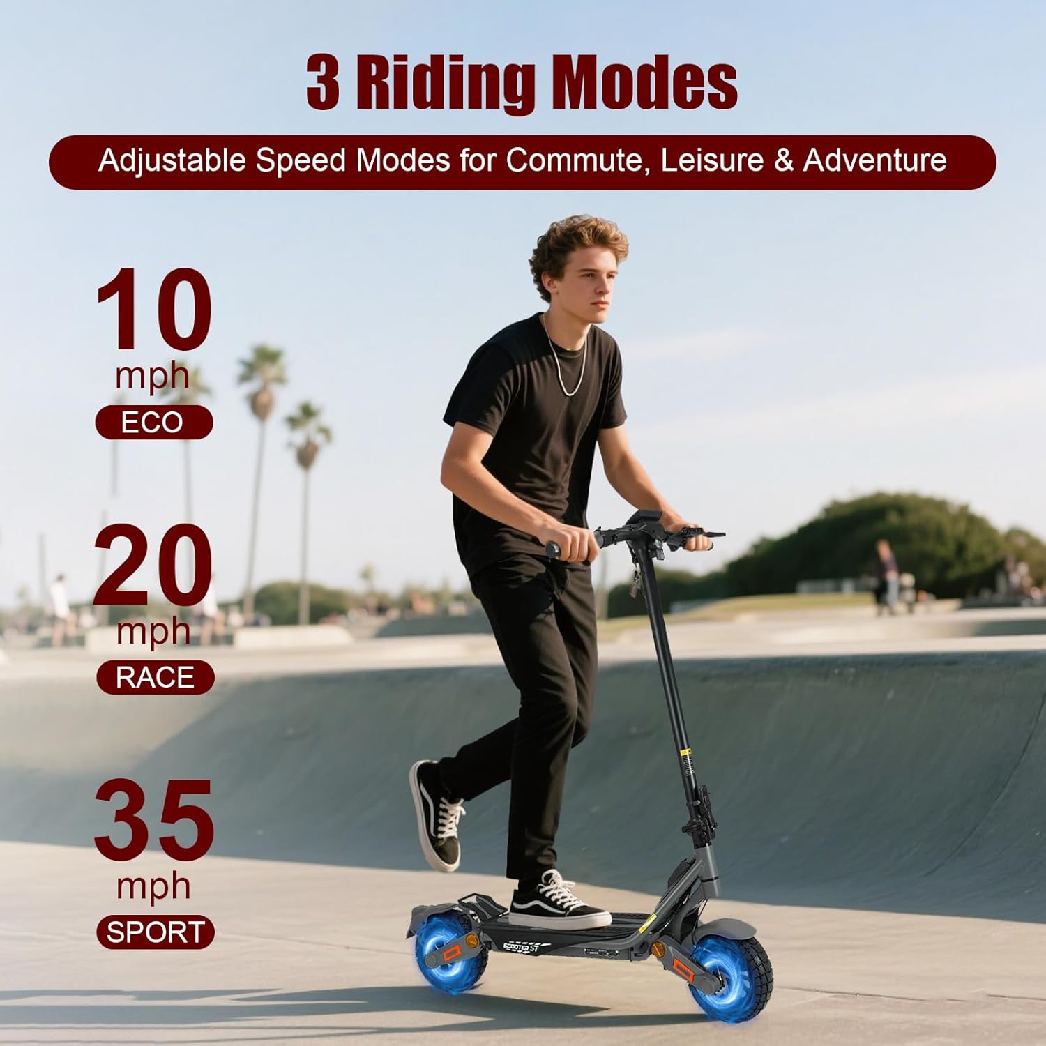 Fast Electric Scooter Adults, 1200W/5600W Off Road E Scooter, 35/50 Miles Long Range, 35/50 MPH Top Speed, 10/11