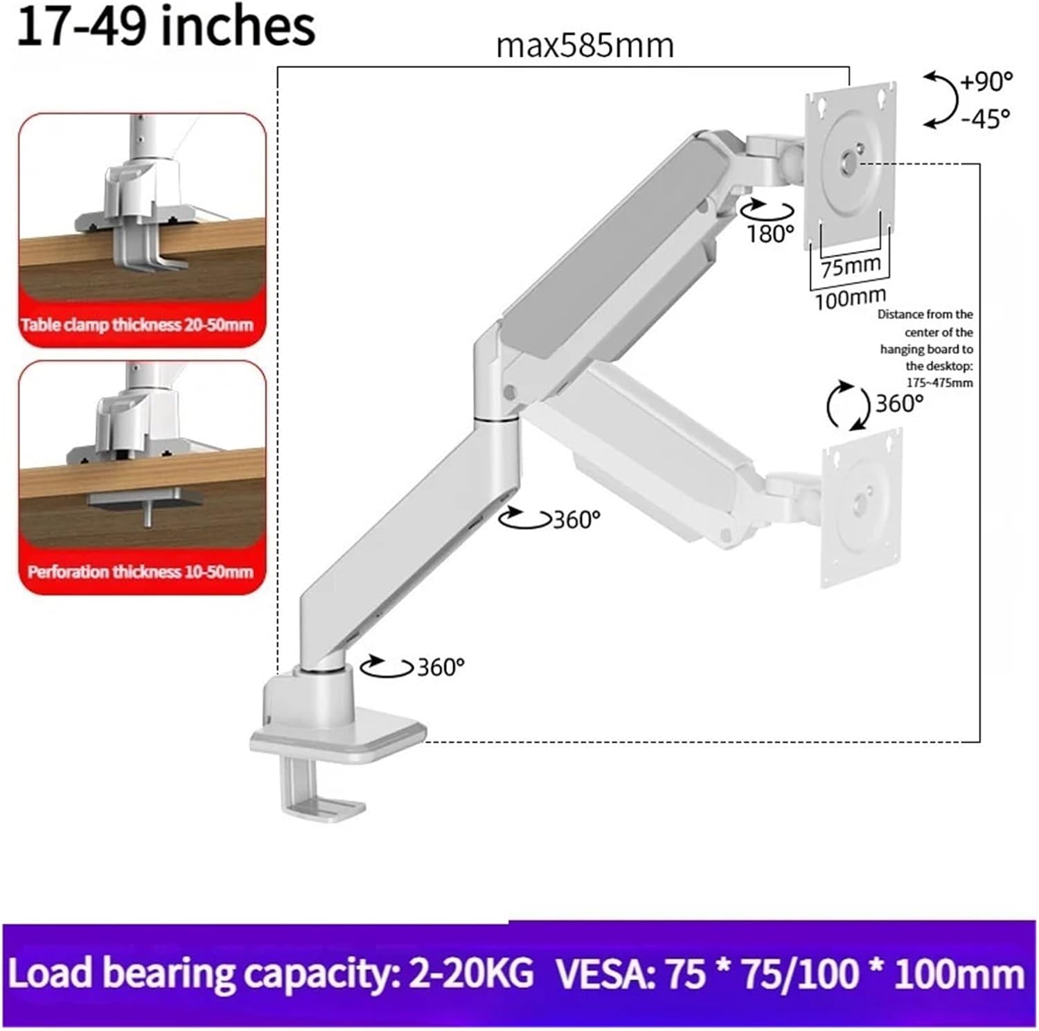 M9 Monitor Arm Stand for 17
