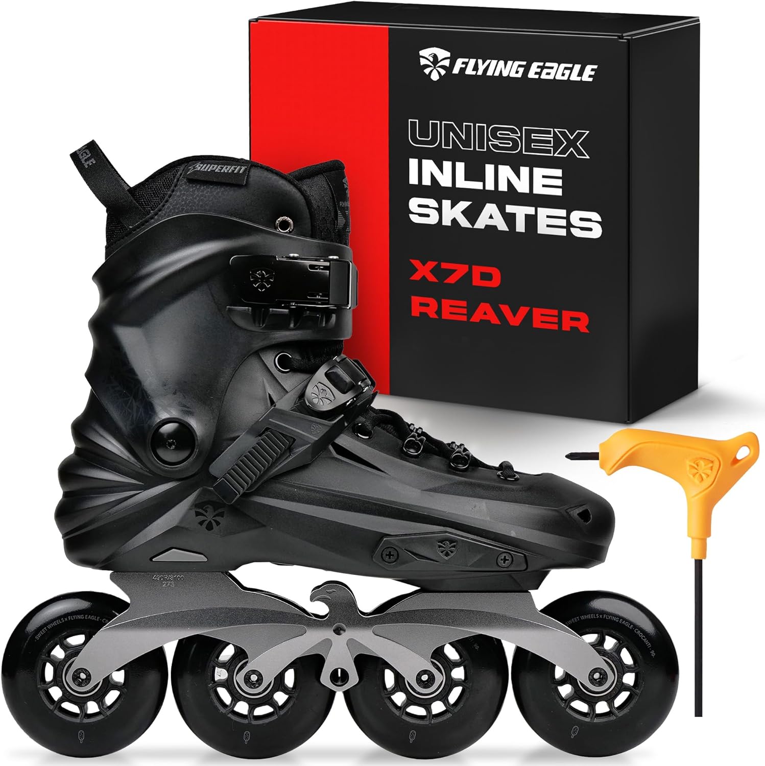 Flying Eagle X7D Reaver - Adult Inline Skates Men & Women, Inline Roller Skate Outdoor, Adults Roller Skates, Freeskates, Skater Shoes for Urban Skating