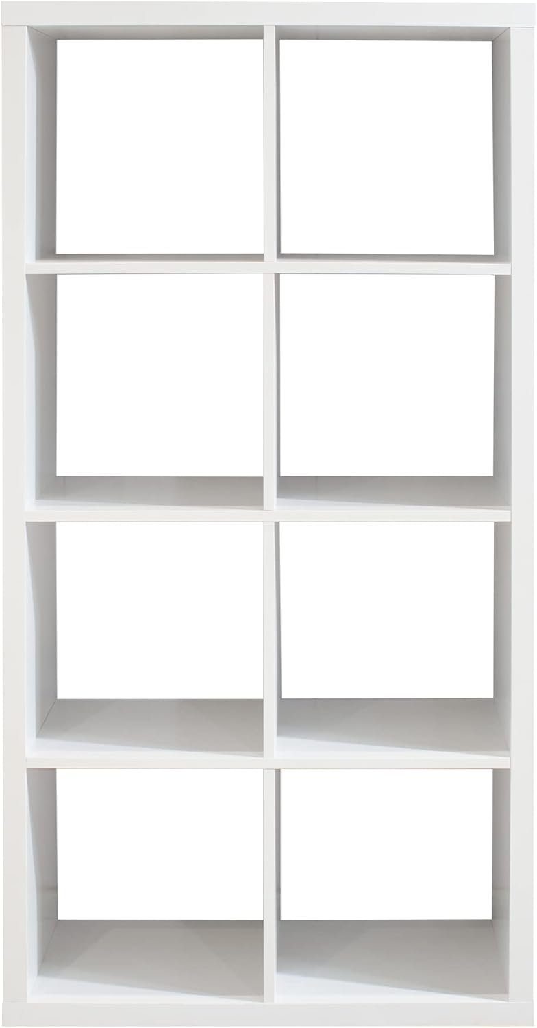 White Smart Cube 8-Cube Storage with Opened Back Shelves,2 X 4 Cube Bookcase Book Shleves for Home, Office