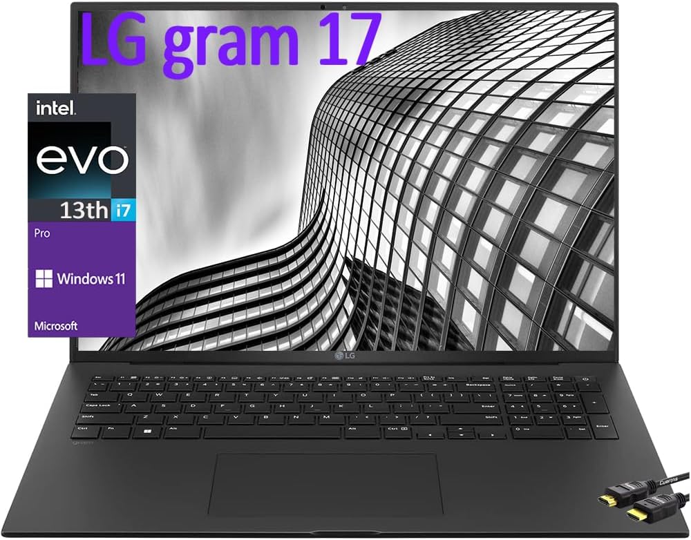 LG 2023 Gram 17 Ultra Lightweight Business Laptop,13th Intel Evo Platform 12-Core i7-1360P,17.3'' IPS WQXGA (2560x1600) 16:10 Display,80Wh Battery,Backlit KB,WiFi 6E,Win11 PRO(16GB|1TB SSD) Black