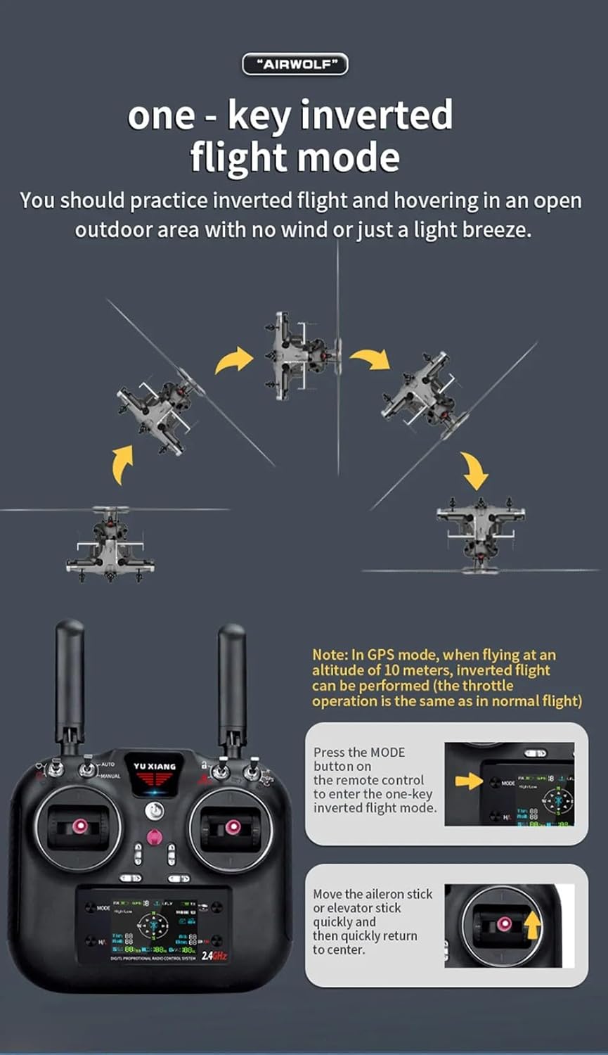 YU Xiang F02S Airwolf High-Performance RC Helicopter with Optical Flow Hovering – Smart 6G Flight System, Brushless Motor, CNC Rotor Head, for Adults & Advanced Flyers (4 Battery)