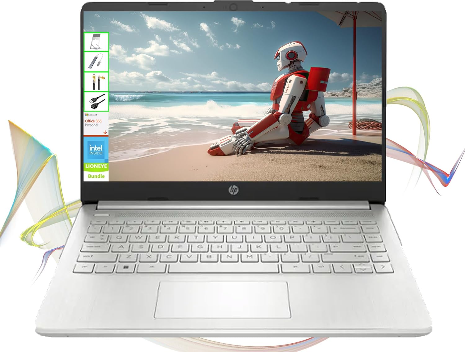 HP Laptop with Microsoft Office and 1TB Cloud Storage (1-Year) | 14 inch HD Computer | 8GB RAM | 128GB UFS | Intel 4-Core CPU(Beat i3-10110U)| Windows 11 Home in S Mode| LE Bundle