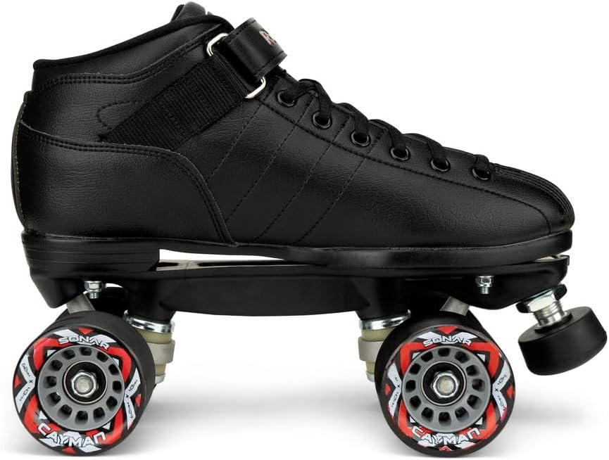 Riedell R3 Roller Skates for Men and Women - Ultra-Durable Indoor Quad Skate with Sonar Cayman Wheels, Nylon Plate, and Precision Fit, Roller Skates