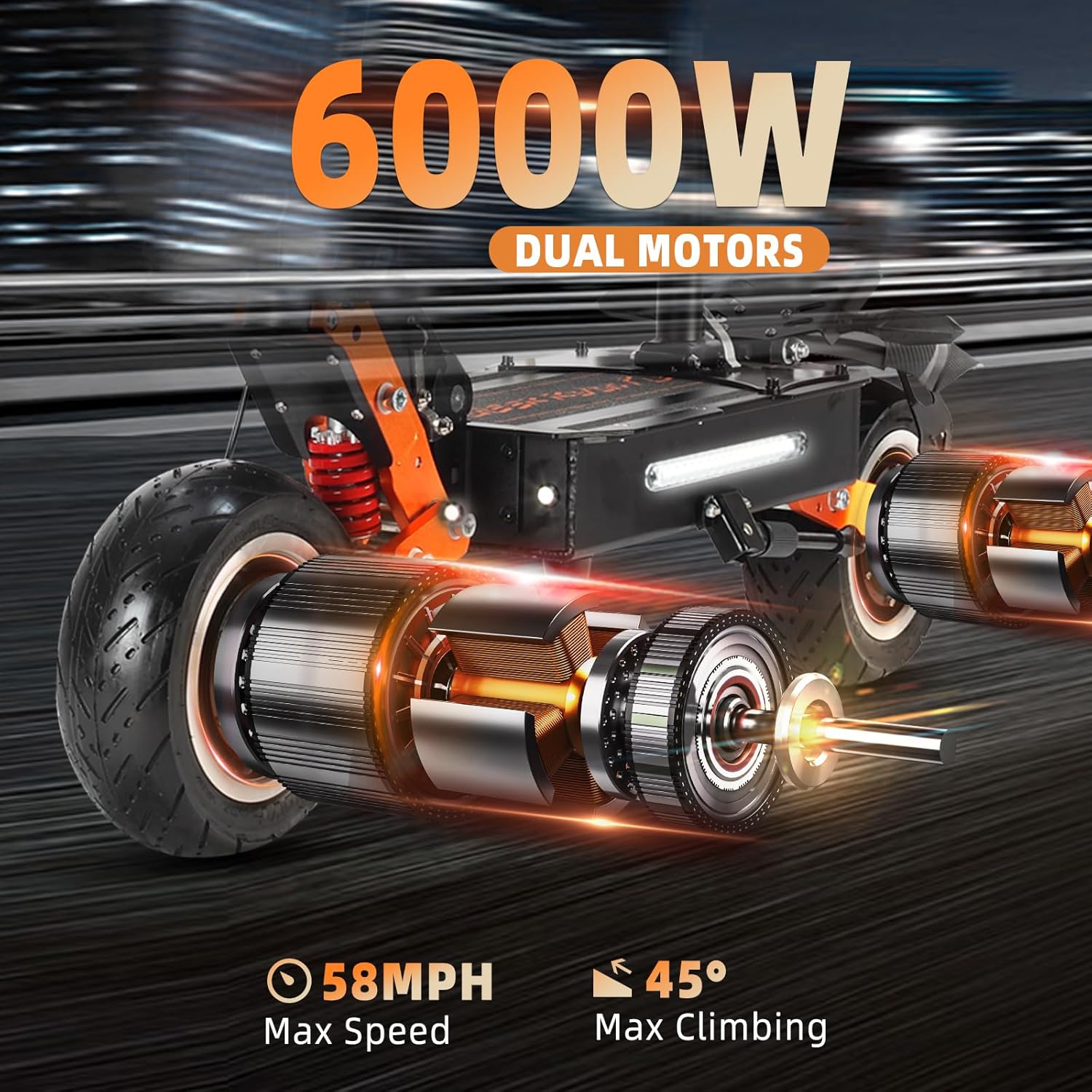 ZO01 Plus Electric Scooter, 6000W Dual Motors Up to 58 MPH, 60 Miles Range 60V35AH Battery, 11