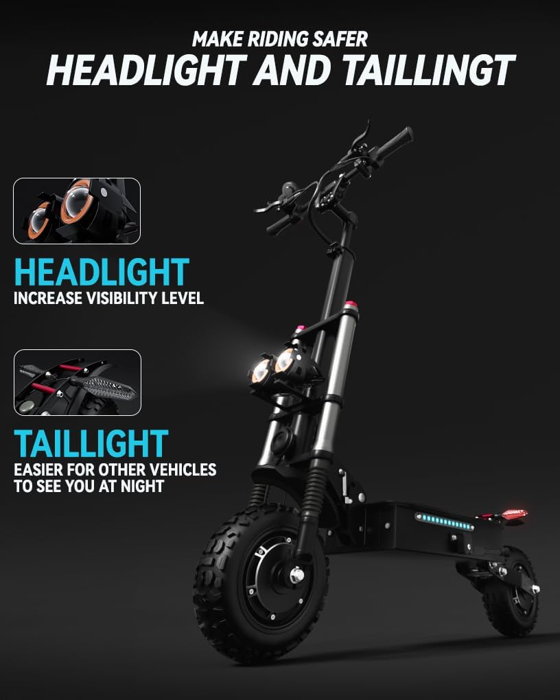 Adult Electric Scooter 5600W Dual Motor with Seat, Top Speed 50mph, Range 50-60 Miles, Foldable Commuter Electric Scooter