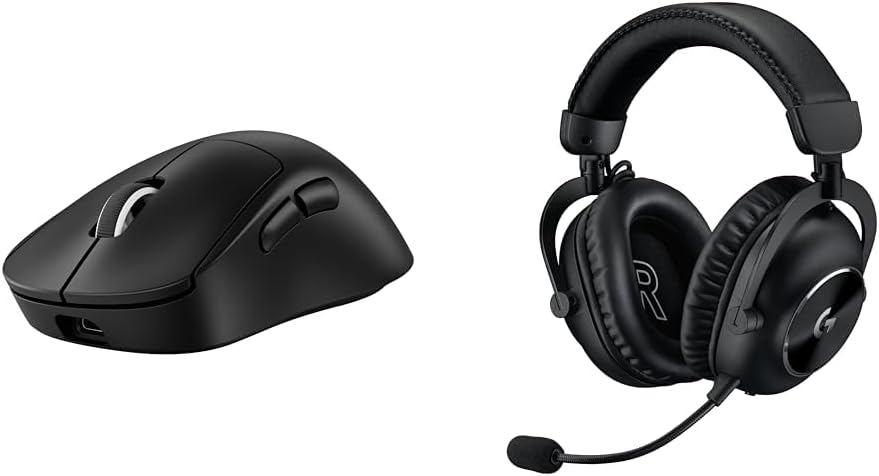 Logitech G Pro X Superlight 2 DEX Lightspeed Wireless Gaming Mouse + G Pro X 2 Wireless Gaming Headset Bundle - Black
