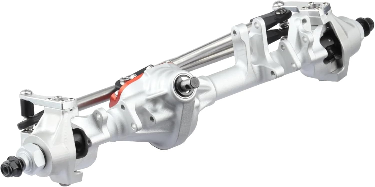 RC Car Accessories Compatible with Axial for SCX10 II VS4-10 for Rock Trucks 1/10 RC Crawler Parts Machined Aluminum Offset Straight Axle Set(Silver,1 Set)