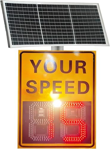Solar Powered LED Radar Speed Display Sign, Aluminum Traffic Feedback Board, Road Safety Warning Sign, Bright LED Speed Monitor, 23.6 x 35.4 inches