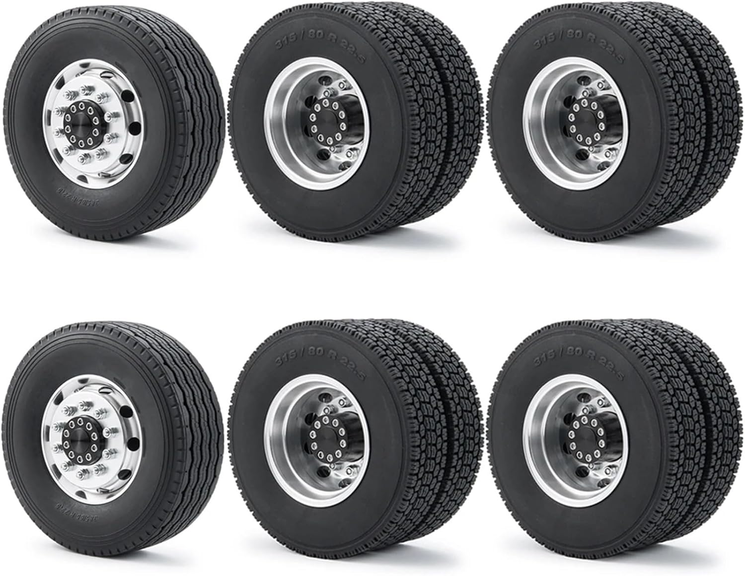 For Tamiya 1/14 6PCS Wheel Tires Complete Set Metal Front Rear Hub Rubber Tyre RC Tractor Truck Car Parts Models