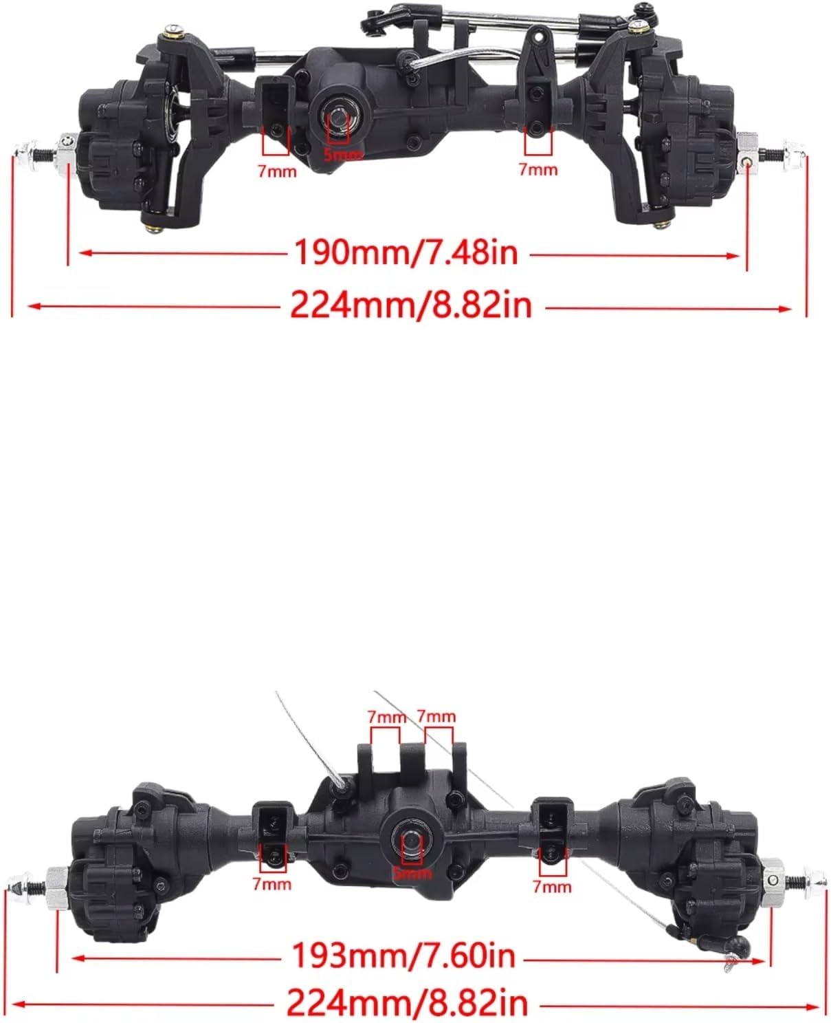 Compatible with Traxxas for TRX-4 6WD 1/10 RC Crawler Upgrades Parts Front Middle Rear Portal Complete Axles T-Lock Differential RC car Front Rear axle(Front Rear)