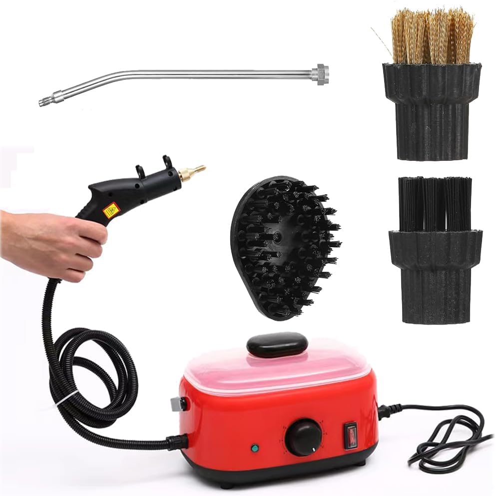 Handheld Steam Cleaner, 2500w High-Pressure Steam, 1500ml Large Water Tank, 6 Adjustable Steam Levels, Multi-Scene Cleaning Brush Head (Red)