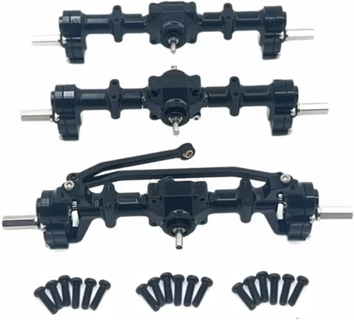 Compatible with WPL B16 B36 for JJRC Q60 Q63 Q64 for Fayee FY004 for MN-77 6WD 1/16 RC Car Upgrade Parts Metal Front and Rear Portal Axle RC Car Part Accessories(Black)